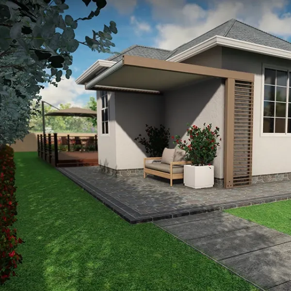 Vista con Gazebo - Rendering 3D per un Giardino Privato - Il Lauro